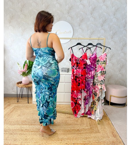 Vestido flores midi volantes 2