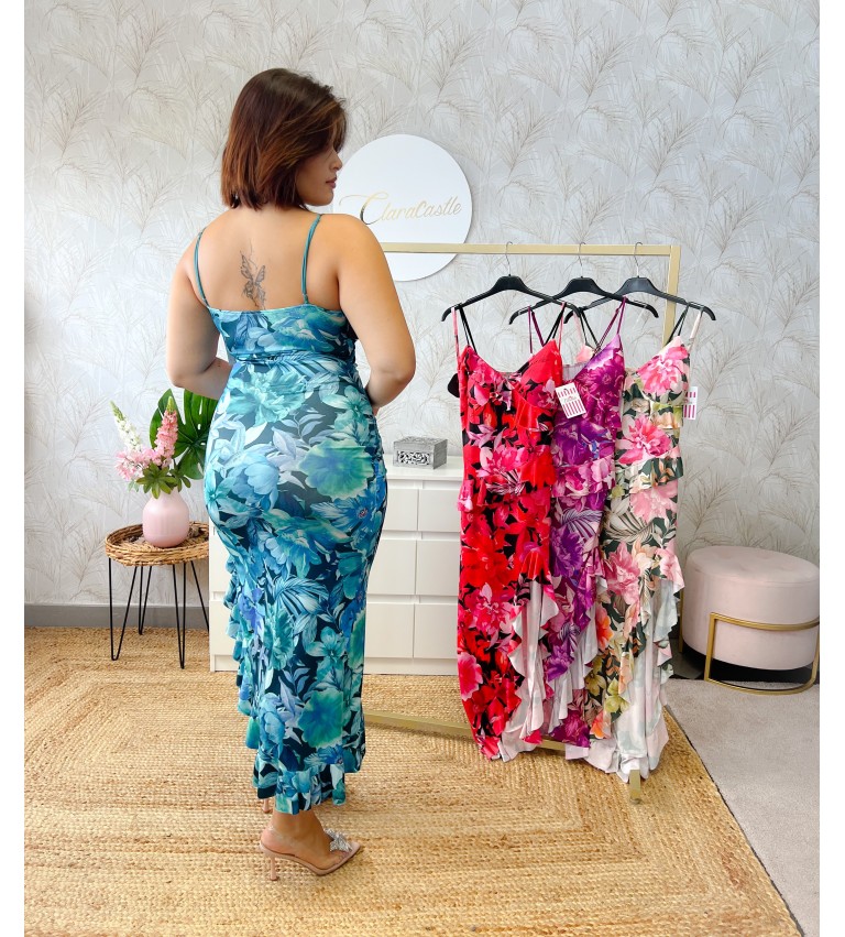 Vestido flores midi volantes