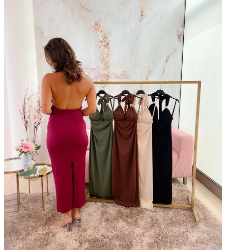 Vestido canalé detalle dorado 2