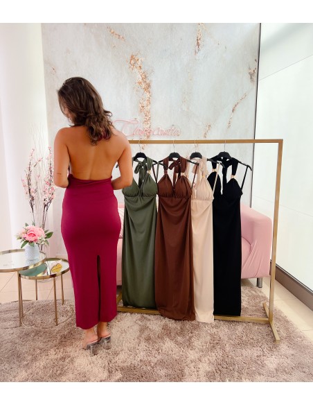 Vestido canalé detalle dorado