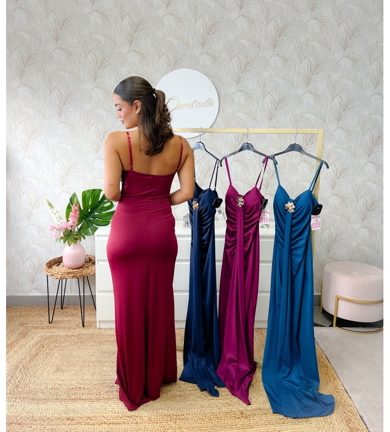 Vestido detalle dorado flor