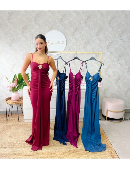 Vestido detalle dorado flor