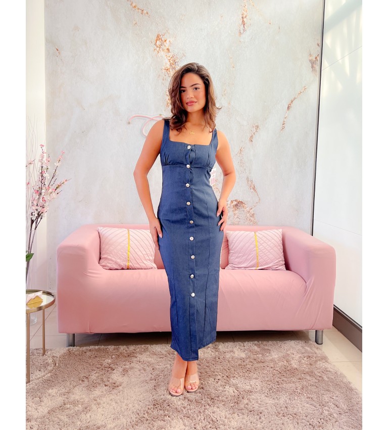 Vestido midi botones