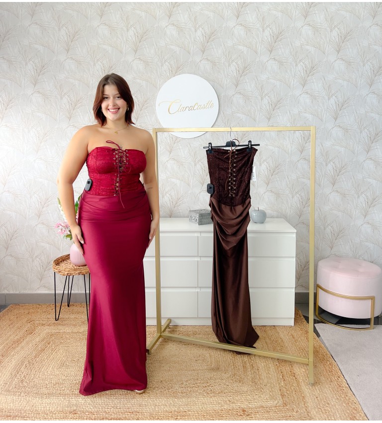 Vestido combi encaje