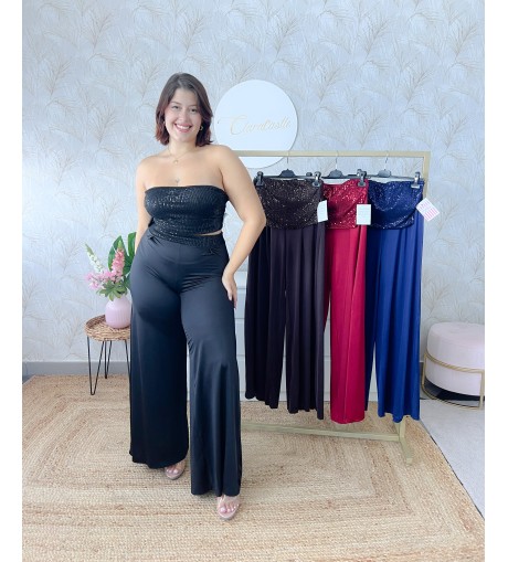 Conjunto top + pantalón lentejuela