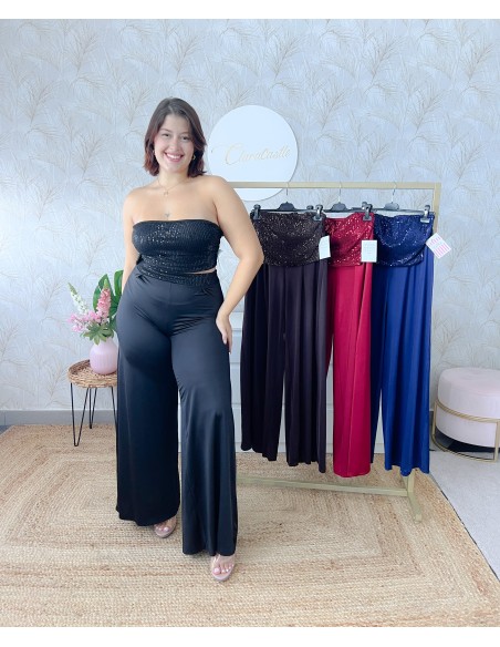 Conjunto top + pantalón lentejuela
