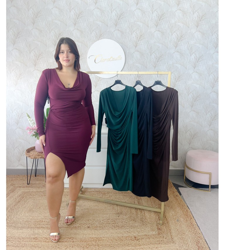 Vestido drapeado midi