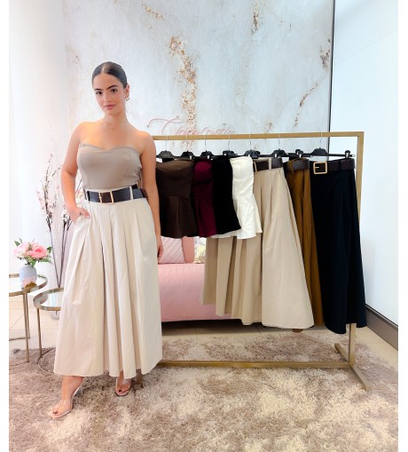 PREVENTA Falda midi + cinturón