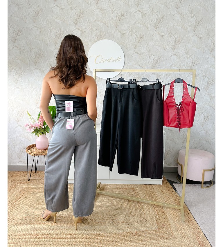 Top polipiel acordonado