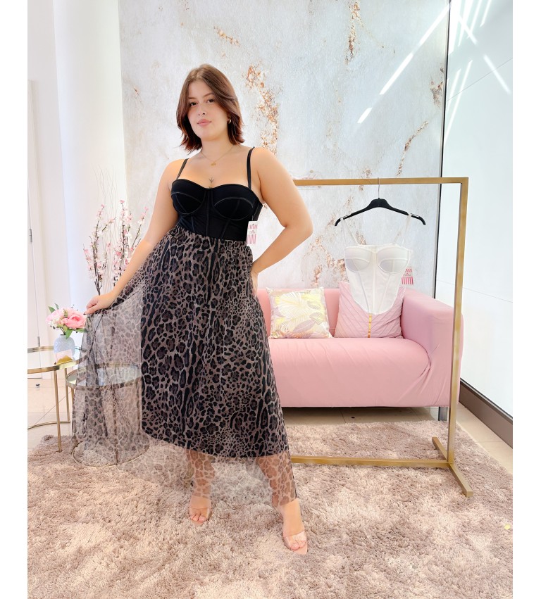 Falda tul animal print