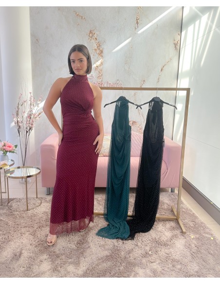 Vestido halter brillos