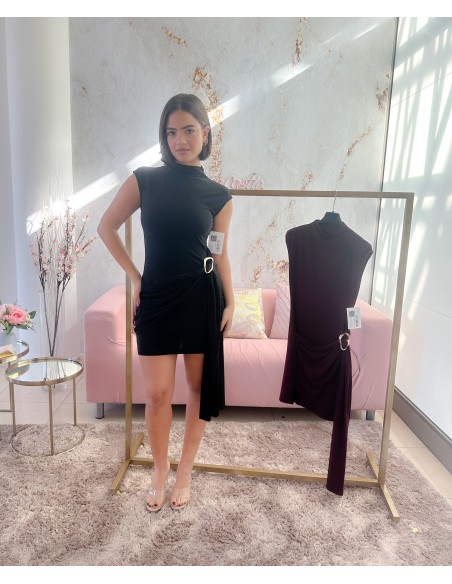 Vestido corto detalle dorado