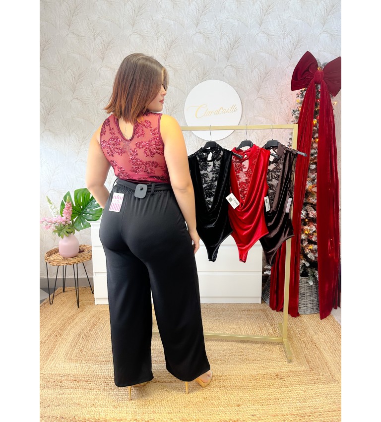 Body terciopelo escote tul