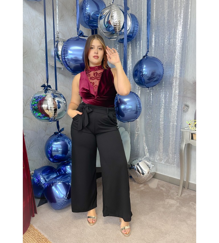 Body terciopelo escote tul