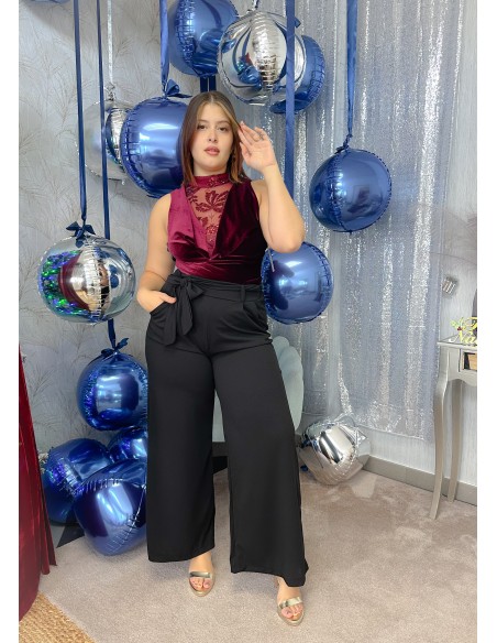 Body terciopelo escote tul