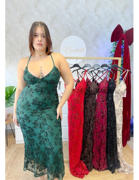 Vestido lentejuela acordonado