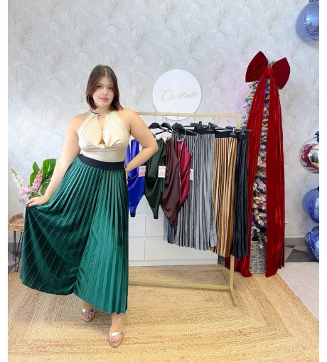 Falda midi terciopelo