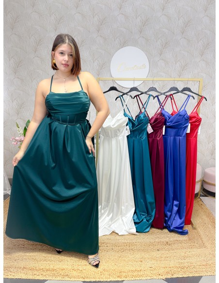 Vestido largo pecho drapeado