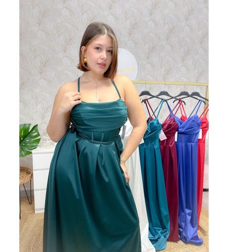 Vestido largo pecho drapeado 2