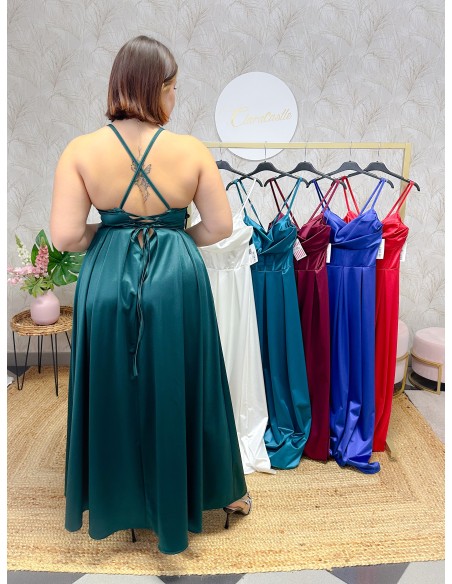 Vestido largo pecho drapeado