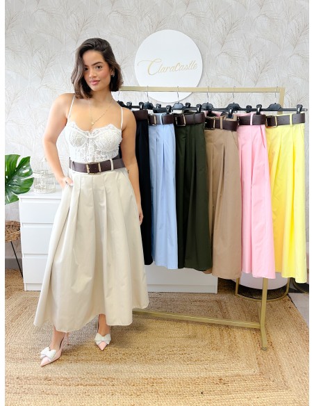 Falda midi cinturón