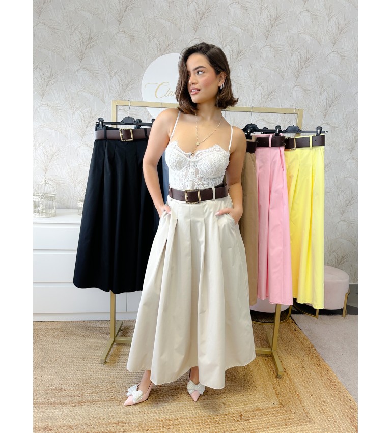 Falda midi cinturón