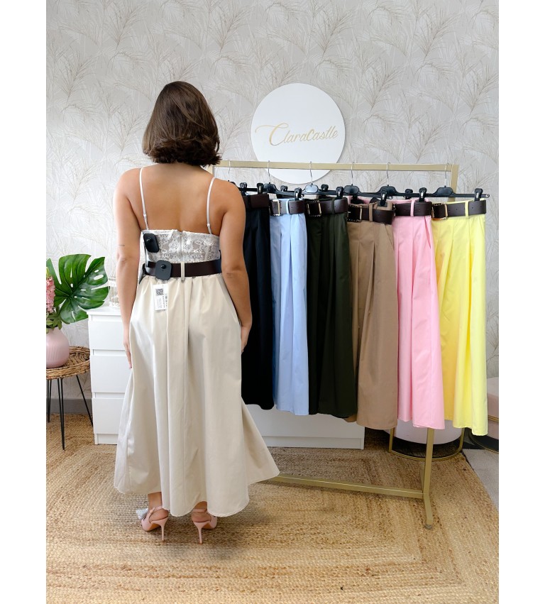 Falda midi cinturón