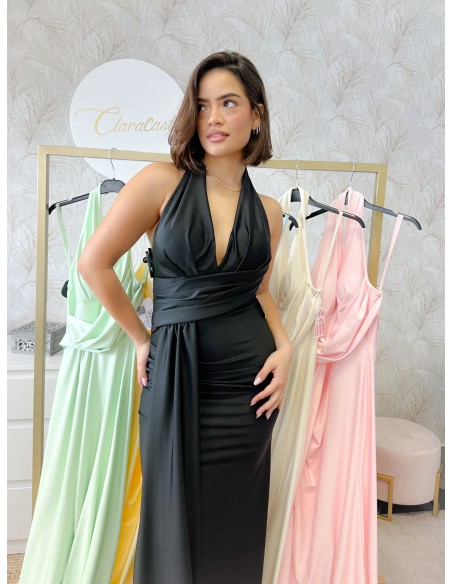 Vestido halter drapeado
