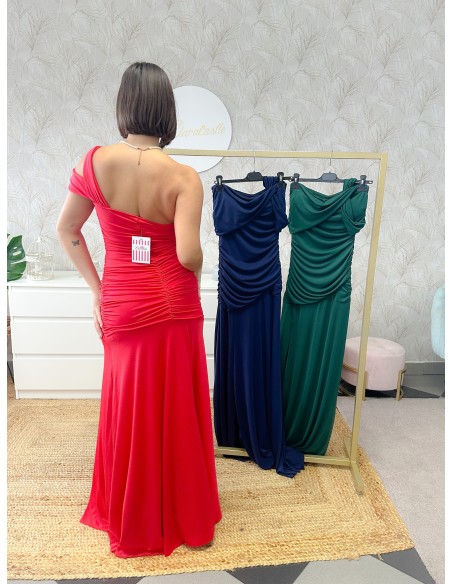 Vestido crep asimétrico