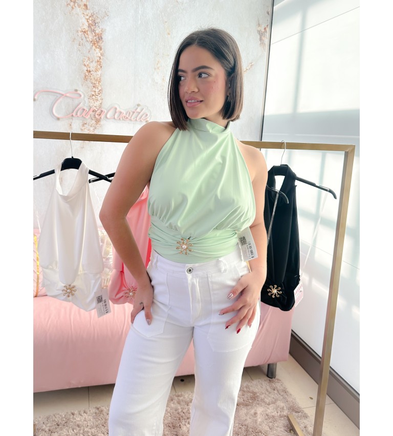 Top halter detalle dorado