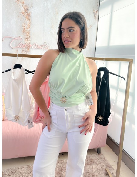 Top halter detalle dorado