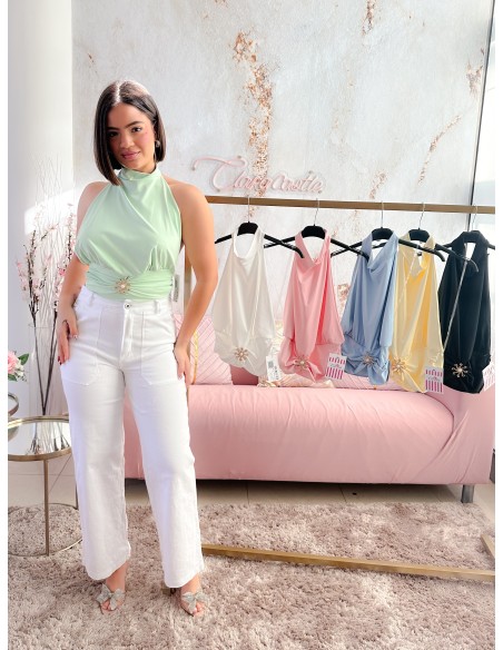 Top halter detalle dorado