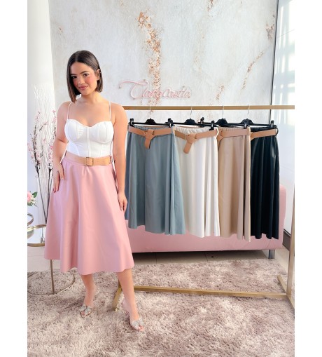 Falda midi polipiel