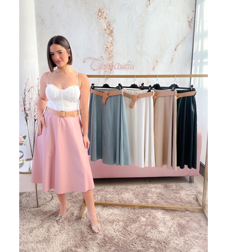 Falda midi polipiel