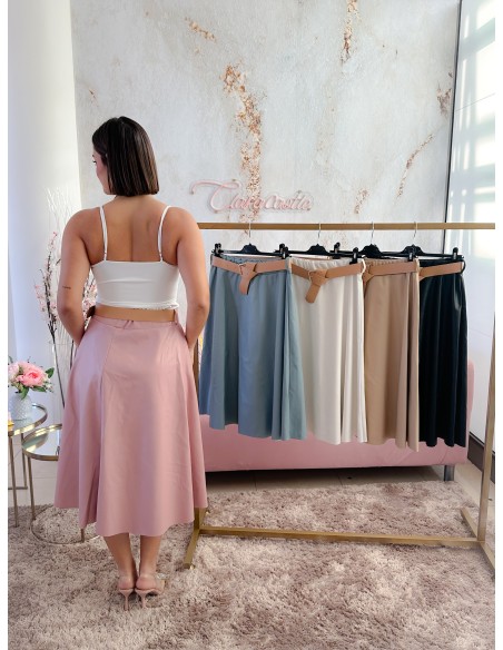 Falda midi polipiel