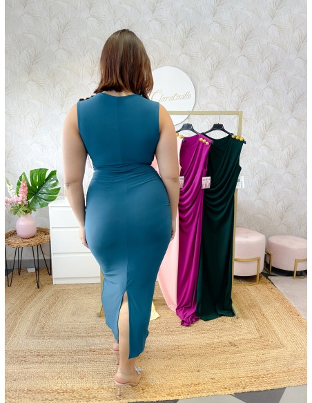 Vestido midi detalle dorado