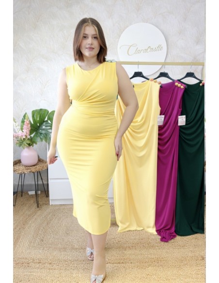 Vestido midi detalle dorado