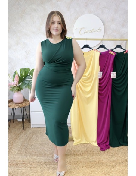 Vestido midi detalle dorado